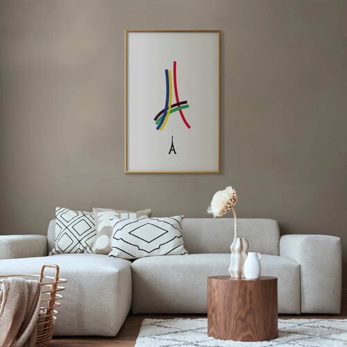  Plakat - Eiffel Tower - Colored Graphic - Abstraction 29.7x42 Zlatni okvir Cene