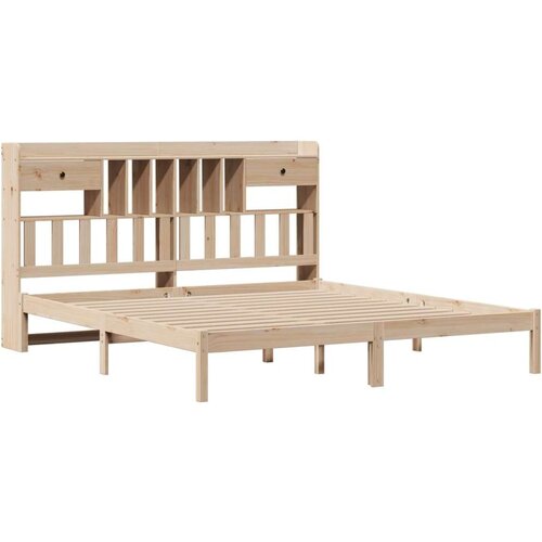 VidaXL Krevet s regalom za knjige bez madraca 180x200 cm od borovine Slike