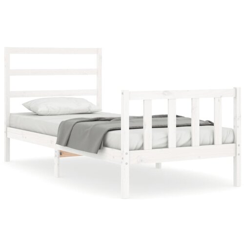 VidaXL Posteljni okvir z vzglavjem bel 90x190 cm trden les, (20642791) Slike