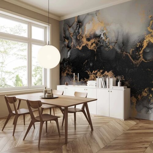  Foto tapeta - Gold Explosions - an Abstract Pattern Inspired by Marble 100x70 Vodootporna Cijene