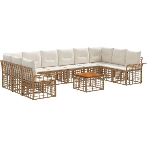  Set vanjskih sofa 11 pcs Prirodna i krema bijela Poliester - Prirodna i kremasto bijela sa stolom Cene