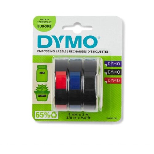 Dymo trak za mehanski tisk, črn - moder - rdeč, 3/1 Slike