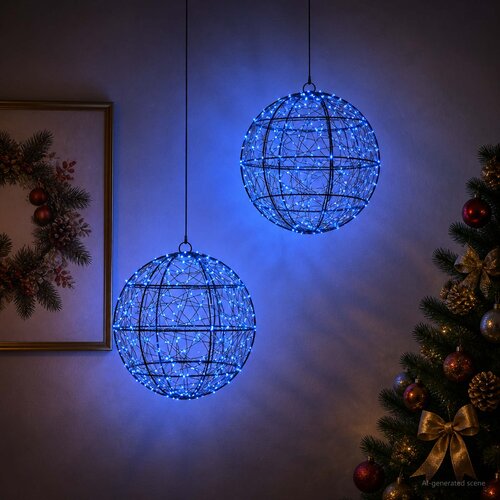  Božićni vrh svjetla 2 kom. 600 LED lampica Plava Slike
