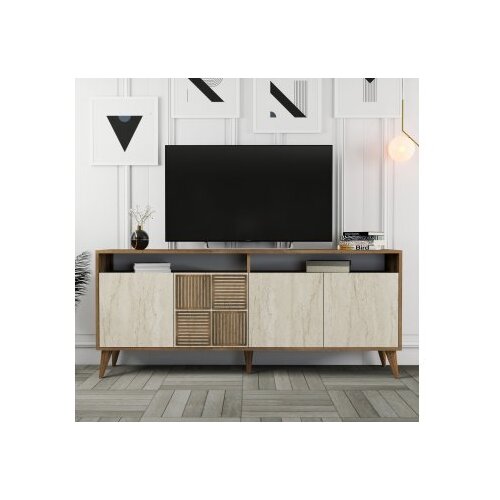 Hanah home milan - walnut, travertine walnuttravertine console Slike