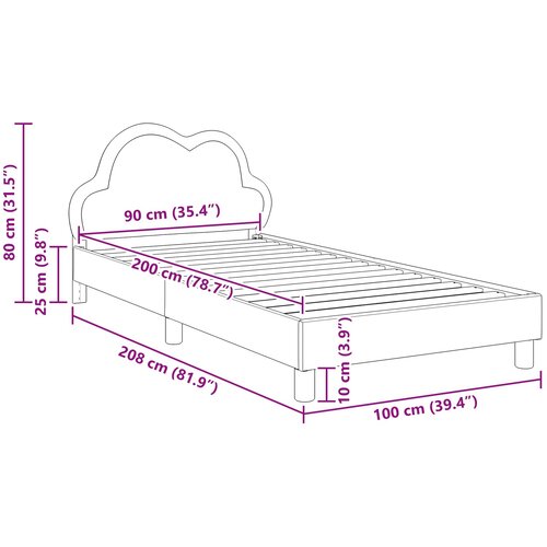  Krevetna konstrukcija s uzglavljem Crna 90 x 200 cm PU Slike