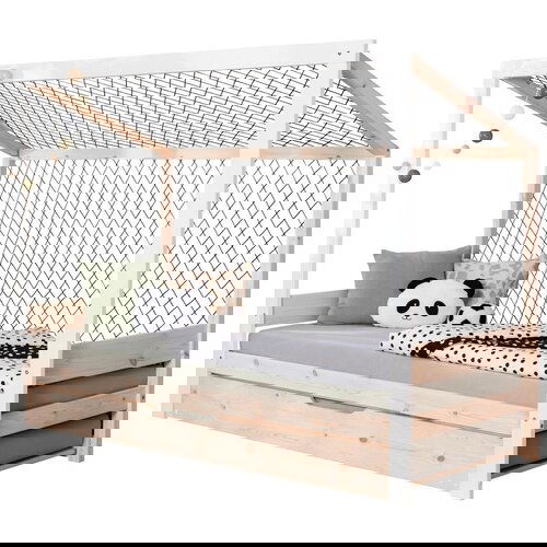 MID.YOU Raztegljiva Postelja Soccer, Bela, Pravi Les, 90x200cm Slike