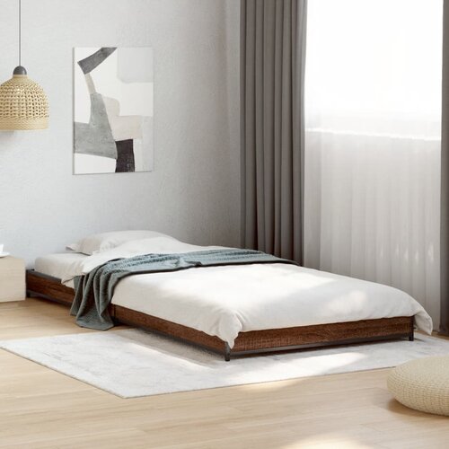 Furnova Posteljni okvir rjav hrast 75x190 cm inženirski les in kovina, (21934468) Slike