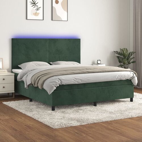  The Living Store Box spring postelja z vzmetnico LED tem. zelena 160x200cm žamet - Box Spring Postelja, (21490318) Slike