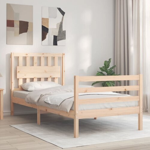 vidaXL Okvir kreveta s uzglavljem 90 x 200 cm od masivnog drva Cene