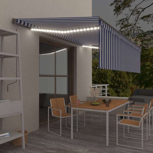  Tenda na ručno uvlačenje s roletom LED 5 x 3 m plavo-bijela Cijene