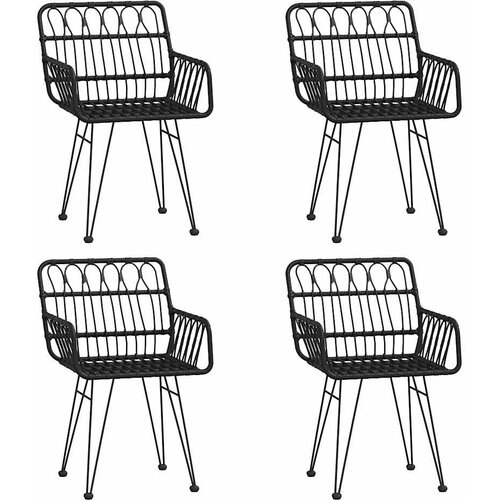  5-dijelni vrtni blagovaonski set od poliratana crni Crna Dužina stola 80 cm Slike