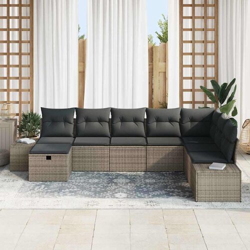  Sjedeća garnitura za vrt 8 kom. Siva poliratan 55 x 62 x 69 cm Slike
