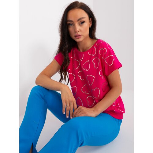 Fashion Hunters Fuchsia blouse with glossy print Slike