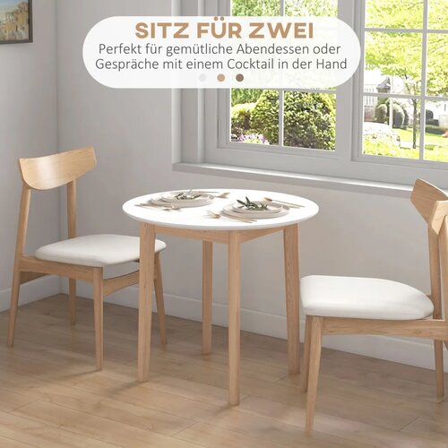  Blagovaonski stol kuhinjski stol okrugli stol skandinavski dizajn 75 cm x 75 cm x 76 cm bijela + prirodna Slike
