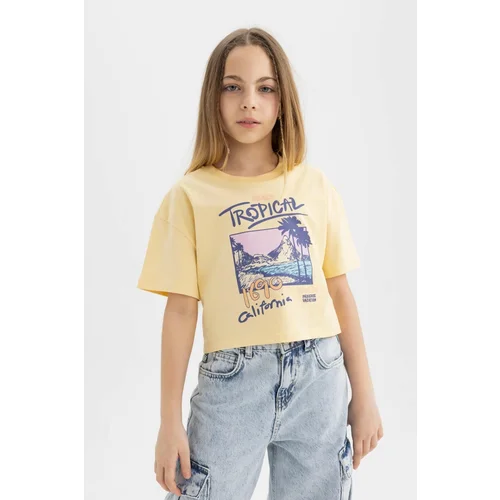 Defacto Girl's Crew Neck Printed Short Sleeve T-Shirt