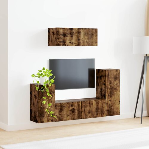  Set TV komoda 4 pcs Dimljeni hrast Konstruirano drvo Slike