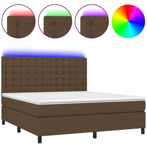  Krevet box spring s madracem LED tamnosmeđi 180x200 cm tkanina Slike