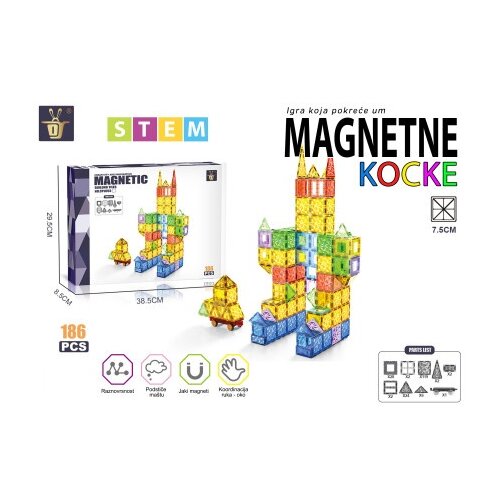  Magnetne Kocke Magnetni konstruktor Robot 186 delova Magnetne kocke ( SW12759 ) Slike