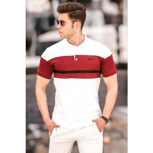 Madmext Men's White Polo Neck T-Shirt 5239 Slike