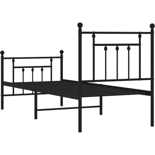  Metalni okvir kreveta uzglavlje i podnožje crni 75x190 cm Slike