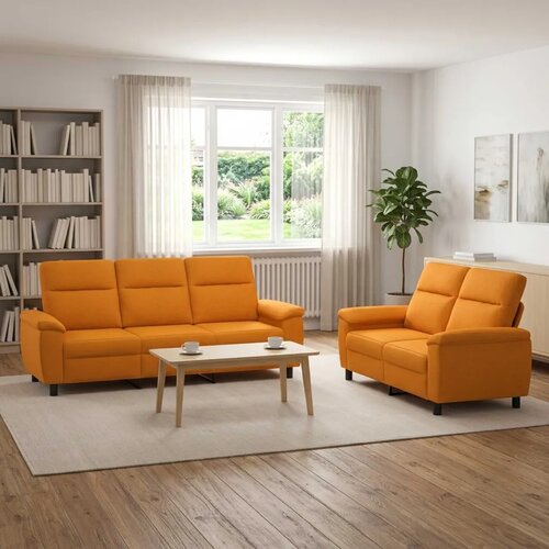  Set sofe 2 pcs Tamno žuta Tkanina - Tamnožuta 2-sjedalna (140 cm) + 3-sjedalna Cene