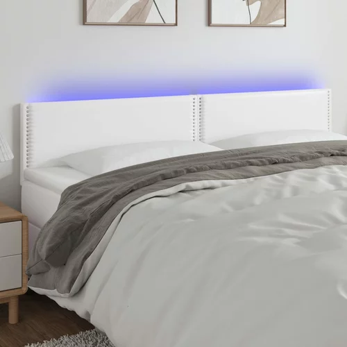 vidaXL LED posteljno vzglavje belo 180x5x78/88 cm umetno usnje