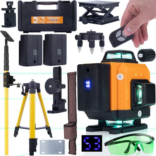 Rosfix SET ROTACIJSKI LASER ROT16L &ndash; 16 LINIJ, IP54, 25 M, 2X 3500 MAH, STATIV, OČALA | 3D, 5/8", (5000075871) Cene