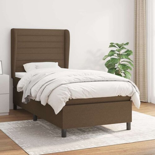  Box spring postelja z vzmetnico temno rjava 100x200 cm blago, (20898635) Cene