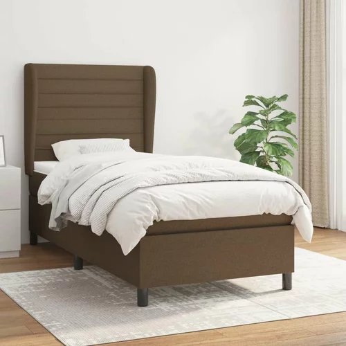  Box spring postelja z vzmetnico temno rjava 100x200 cm blago, (20898635)