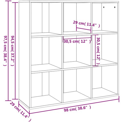  za knjige boja dimljenog hrasta 98x29x97,5 cm Slike