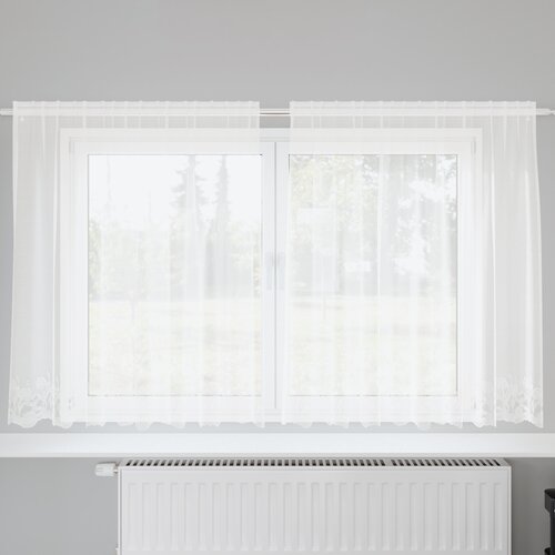 vidaXL Čipkasta zavjesa sa zavjesama Cvjetni Bijela 200 x 180 cm Poliester Cijene