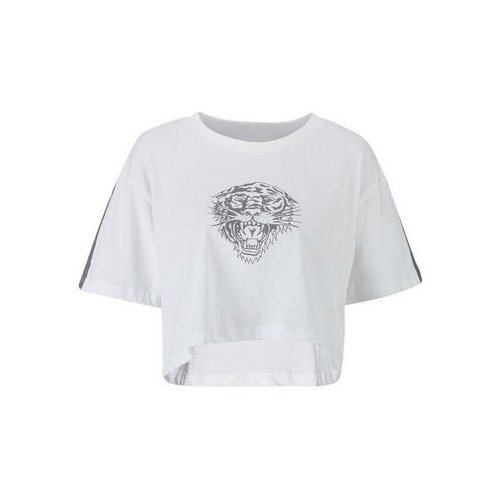 Ed Hardy Majice brez rokavov Tiger glow crop top white Bela Cene