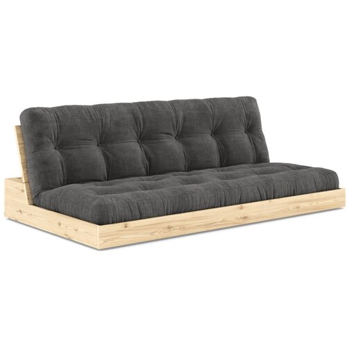 Karup Design Črna/antracitno siva raztegljiva sedežna garnitura iz rebrastega žameta 196 cm Base – Cene