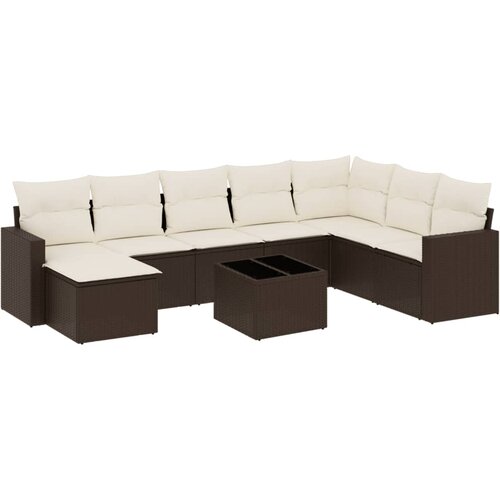  9-dijelni set vrtnih sofa s jastucima poliratan smeđi Slike
