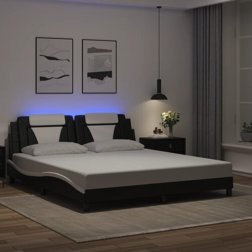  Okvir kreveta Viana s LED-om bez madracacrno-bijeli 180 x 200 cm Cene