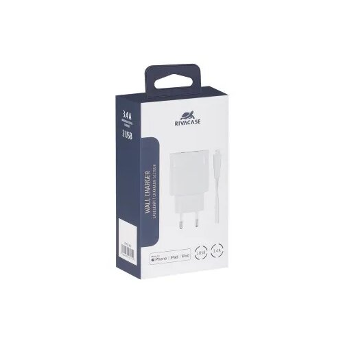 Rivacase hi&amp;scaron;ni polnilec PS4125 WD2 3,4A + podatkovno polnilni kabel Lightning Apple iPhone 13 - bel Slike