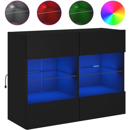 Maison Chic Stenska TV omarica - TV stojalo - Televizijska omarica z LED lučkami črna 78,5x30x60,5 cm, (21701119) Slike