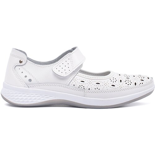 GOODIN Perforated leather sandals white Cene
