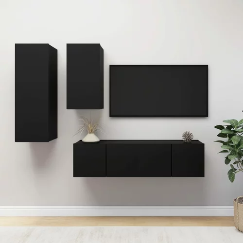 vidaXL Komplet TV omaric 4-delni črna iverna plošča, (20914500)