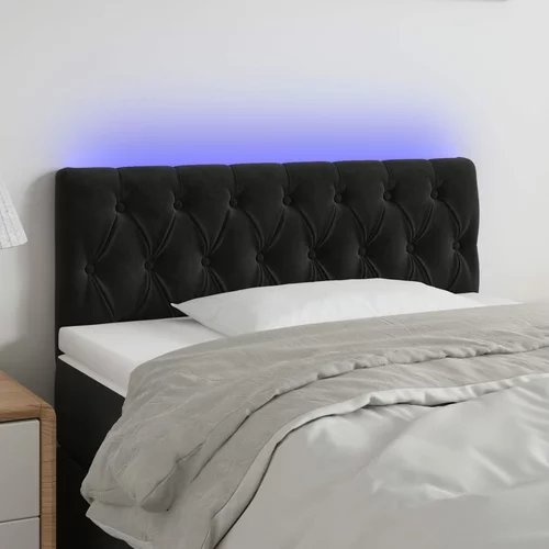 vidaXL LED posteljno vzglavje črno 100x7x78/88 cm žamet