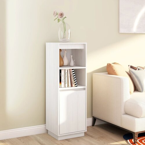 The Living Store Visoka omara bela 37x34x110 cm trdna borovina - Visoka Omara, (21429906) Slike
