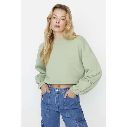 Trendyol Sweatshirt - Green - Relaxed fit Slike