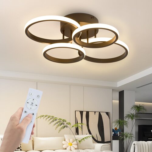 Nettlife LED stropna svetilka 4 obroči zatemnitvena črna 48W dnevna svetilka, (5000046002) Cene