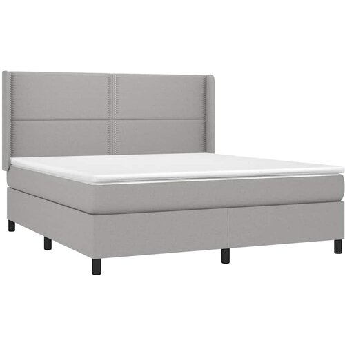  Krevet s oprugama i madracem svjetlosivi 180x200 cm od tkanine Slike