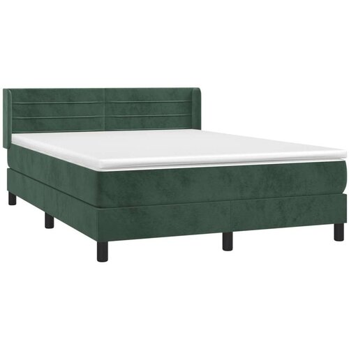vidaXL Box spring postelja z vzmetnico temno zelena 140x200 cm žamet, (20894326) Cene