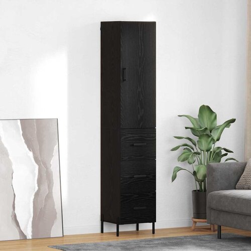  Highboard Crni hrast 34,5 x 34 x 180 cm Konstruirano drvo Slike