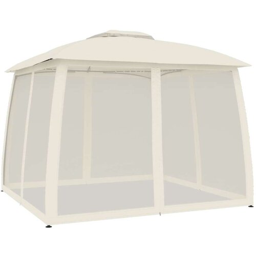 vidaXL Paviljon z dvojno streho, mrežnimi stenami krem 2,93x2,93 m Cene