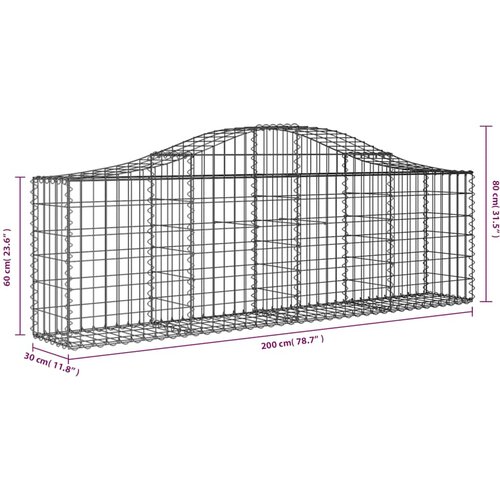  Lučne gabionske ko&amp;scaron;are 2 kom 200x30x60/80 cm pocinčano željezo Slike
