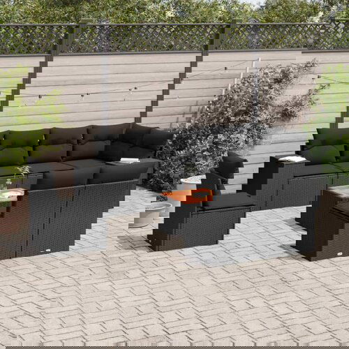 VidaXL 9-dijelni set vrtnih sofa s jastucima crni od poliratana Slike