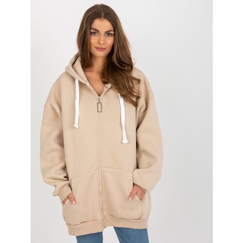 Fashion Hunters Beige Basic Long Hoodie Slike